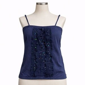 Y2K Aeropostale Navy Lace Sequin Cami Top